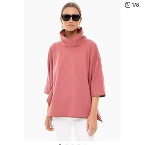 Tuckernuck Peony Leather Trim Funnelneck Poncho - One Size NWT